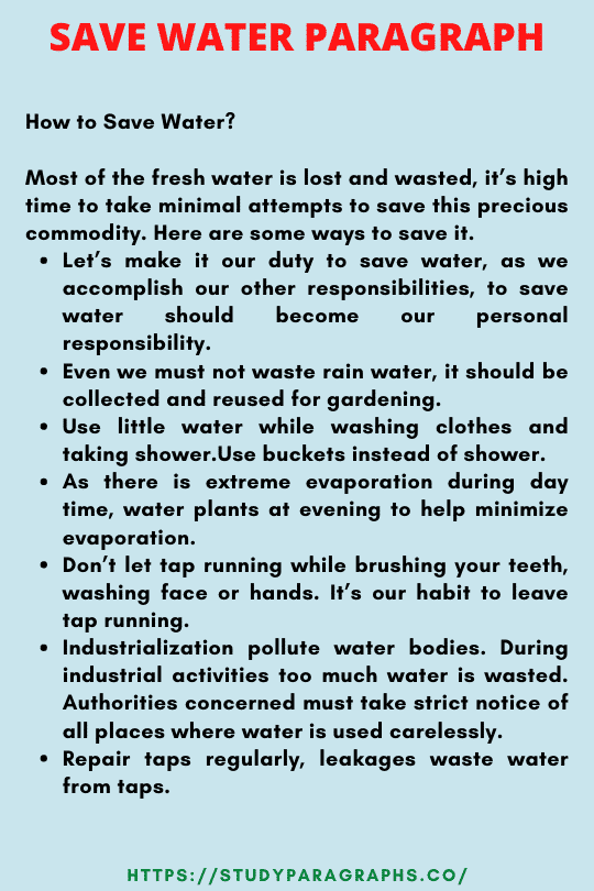essay writing for save water